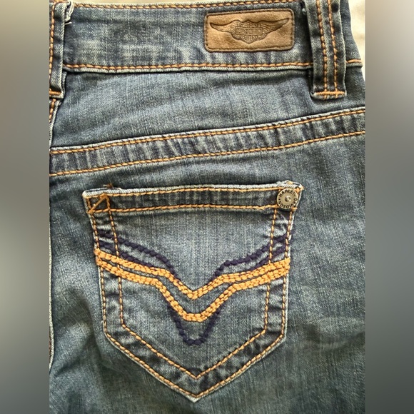 Harley-Davidson Bootcut Jeans Womens 2 Low Rise Embroidered Pocket - Picture 7 of 8